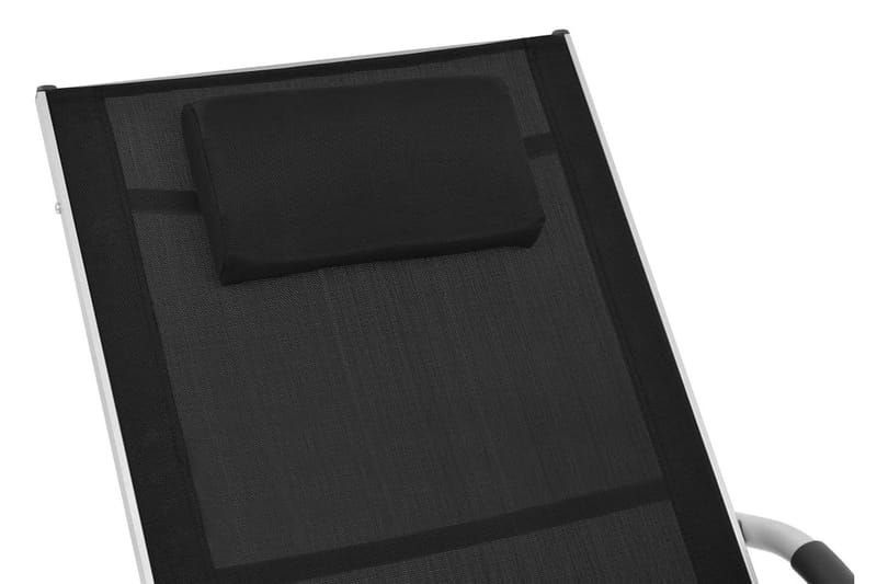 Solsäng med kudde aluminium och textilene svart - Svart - Solsäng & Solvagnar