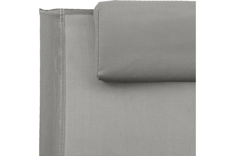 Solsäng med kudde svart stål och textilene grå - Grå - Solsäng & Solvagnar