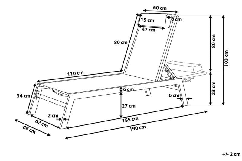 Catania Ii Solsäng 66|190 cm - Svart - Solsäng & Solvagnar