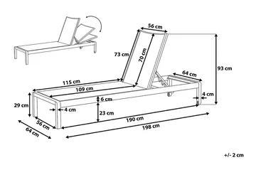 Fossato Solsäng 64|198 cm - Svart - Utemöbler - Utestol & trädgårdsstol - Solsäng & Solvagnar