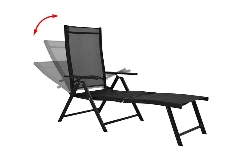 Hopfällbar solsäng aluminium svart - Svart - Utemöbler - Utestol & trädgårdsstol - Solsäng & Solvagnar