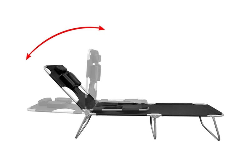 Hopfällbar solsäng med huvudkudde pulverlackerat stål svart - Svart - Solsäng & Solvagnar
