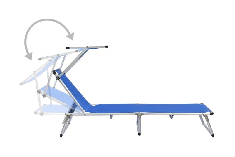 Hopfällbar solsäng med tak aluminium och textilen blå - Blå - Utemöbler - Utestol & trädgårdsstol - Solsäng & Solvagnar