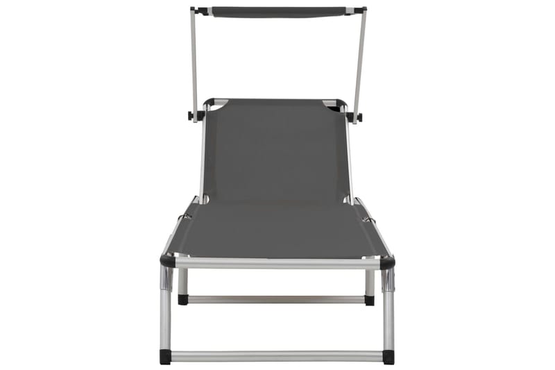 Hopfällbar solsäng med tak aluminium och textilen grå - Grå - Utemöbler - Utestol & trädgårdsstol - Solsäng & Solvagnar