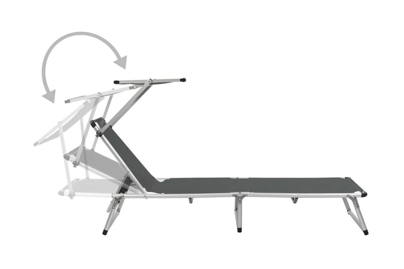 Hopfällbar solsäng med tak aluminium och textilen grå - Grå - Utemöbler - Utestol & trädgårdsstol - Solsäng & Solvagnar