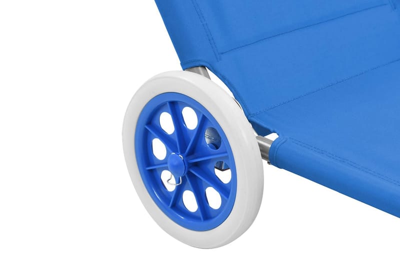 Hopfällbar solsäng med tak och hjul stål blå - Blå - Solsäng & Solvagnar