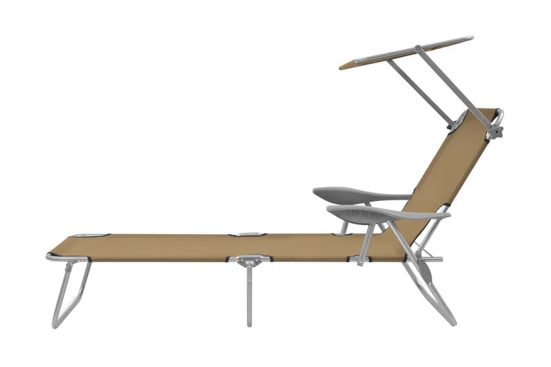 Hopfällbar solsäng med tak stål taupe - Brun - Utemöbler - Utestol & trädgårdsstol - Solsäng & Solvagnar