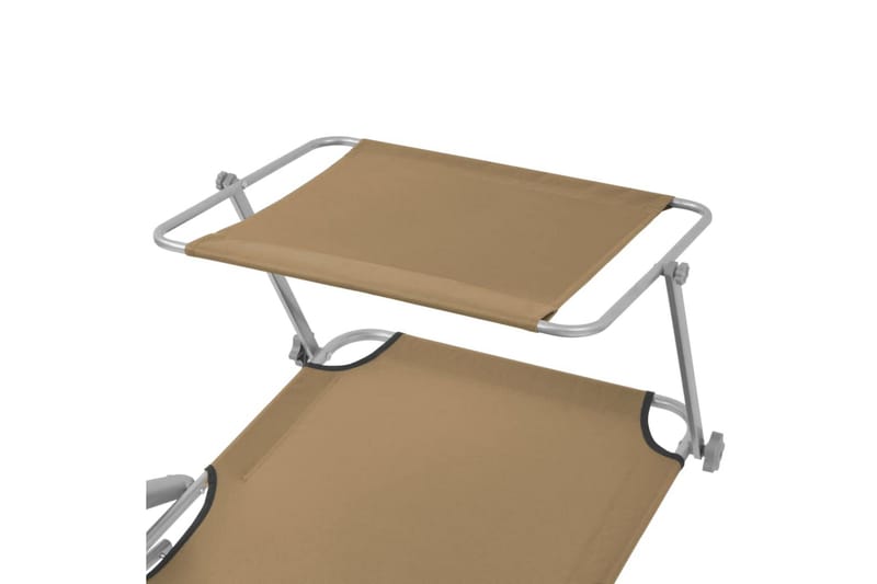 Hopfällbar solsäng med tak stål taupe - Brun - Utemöbler - Utestol & trädgårdsstol - Solsäng & Solvagnar