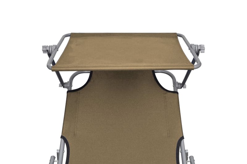 Hopfällbar solsäng med tak taupe aluminium - Brun - Utemöbler - Utestol & trädgårdsstol - Solsäng & Solvagnar