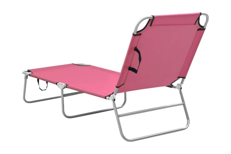 Hopfällbar solsäng stål och tyg rosa - Rosa - Utemöbler - Utestol & trädgårdsstol - Solsäng & Solvagnar