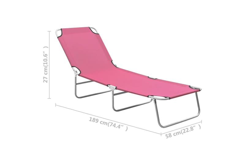 Hopfällbar solsäng stål och tyg rosa - Rosa - Utemöbler - Utestol & trädgårdsstol - Solsäng & Solvagnar