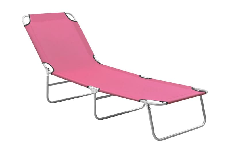 Hopfällbar solsäng stål och tyg rosa - Rosa - Utemöbler - Utestol & trädgårdsstol - Solsäng & Solvagnar