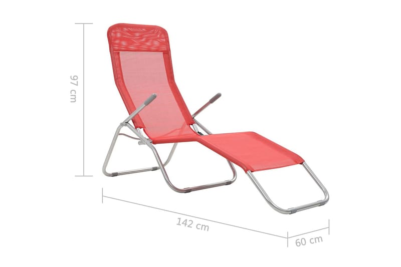 Hopfällbara solsängar 2 st textilene röd - Röd - Solsäng & Solvagnar