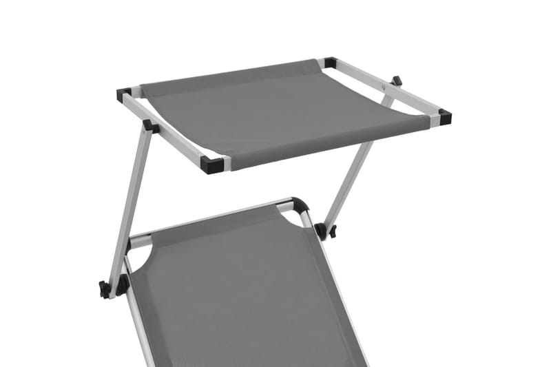 Hopfällbara solsängar med tak 2 st aluminium och textilen gr - Grå - Utemöbler - Utestol & trädgårdsstol - Solsäng & Solvagnar