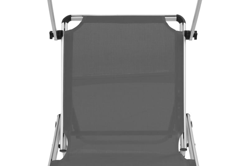 Hopfällbara solsängar med tak 2 st aluminium och textilen gr - Grå - Utemöbler - Utestol & trädgårdsstol - Solsäng & Solvagnar