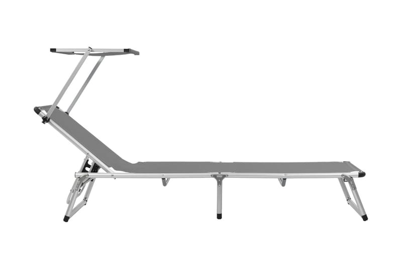 Hopfällbara solsängar med tak 2 st aluminium och textilen gr - Grå - Utemöbler - Utestol & trädgårdsstol - Solsäng & Solvagnar