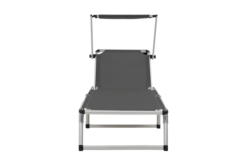 Hopfällbara solsängar med tak 2 st aluminium och textilen gr - Grå - Utemöbler - Utestol & trädgårdsstol - Solsäng & Solvagnar
