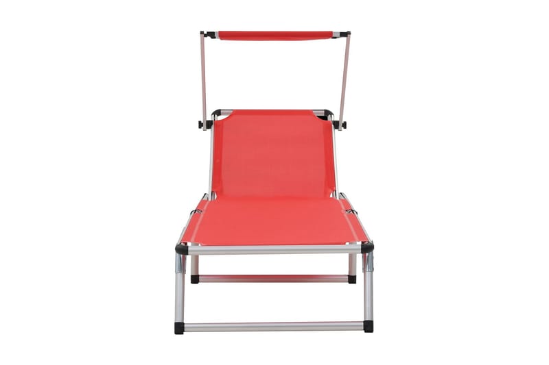 Hopfällbara solsängar med tak 2 st aluminium och textilen rö - Röd - Utemöbler - Utestol & trädgårdsstol - Solsäng & Solvagnar