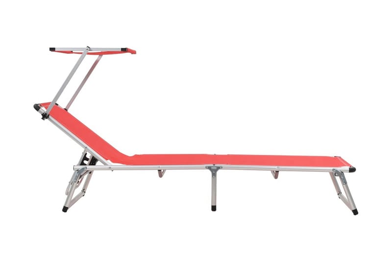 Hopfällbara solsängar med tak 2 st aluminium och textilen rö - Röd - Utemöbler - Utestol & trädgårdsstol - Solsäng & Solvagnar