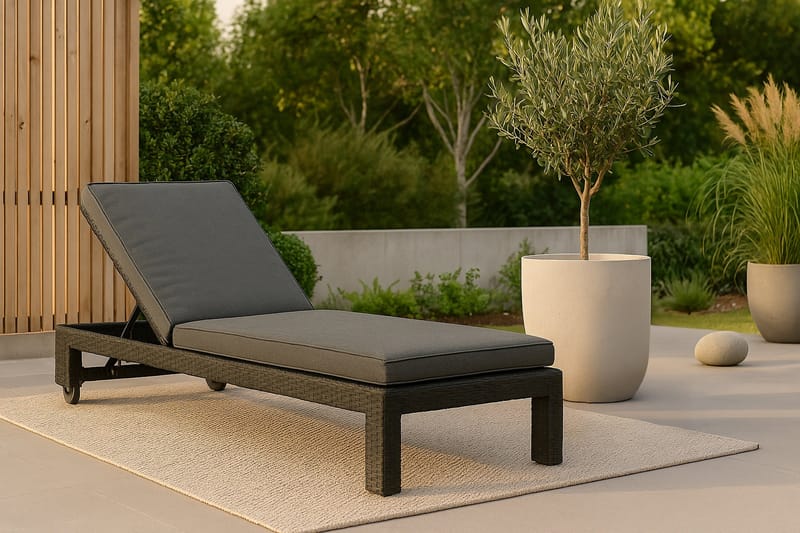 London Solsäng Svart - Venture Home - Utemöbler - Utestol & trädgårdsstol - Solsäng & Solvagnar