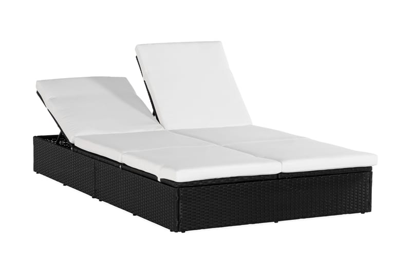 Ochovi Dubbel Solsäng Justerbar - Svart/Vit - Utemöbler - Utestol & trädgårdsstol - Solsäng & Solvagnar