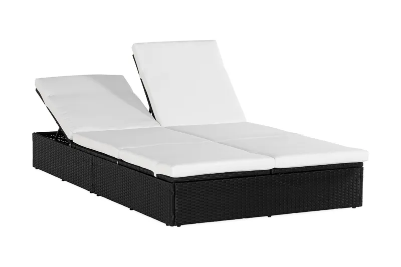 Ochovi Dubbel Solsäng Justerbar - Svart/Vit - Utemöbler - Utestol & trädgårdsstol - Solsäng & Solvagnar