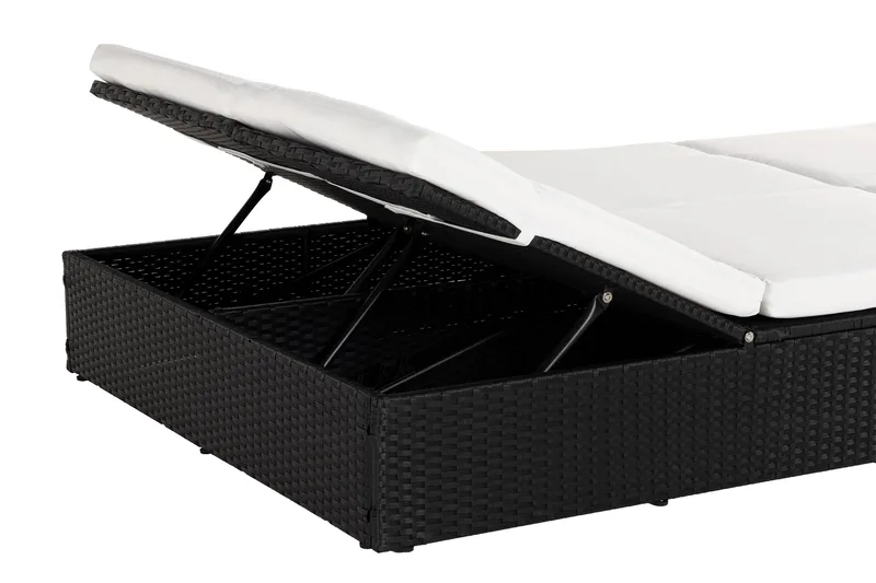 Ochovi Dubbel Solsäng Justerbar - Svart/Vit - Utemöbler - Utestol & trädgårdsstol - Solsäng & Solvagnar