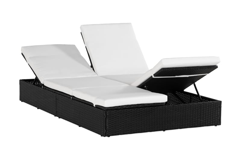Ochovi Dubbel Solsäng Justerbar - Svart/Vit - Utemöbler - Utestol & trädgårdsstol - Solsäng & Solvagnar