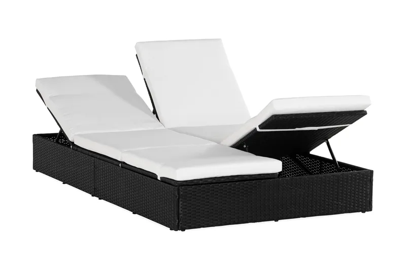 Ochovi Dubbel Solsäng Justerbar - Svart/Vit - Utemöbler - Utestol & trädgårdsstol - Solsäng & Solvagnar