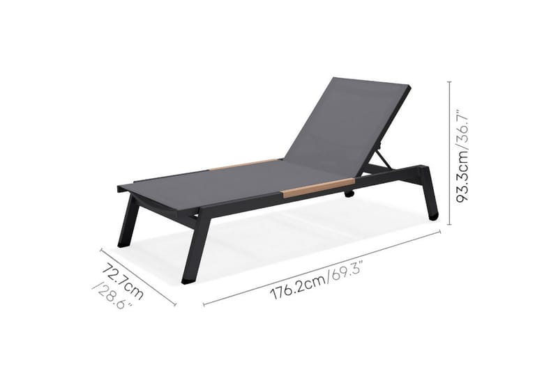 Panama Solsäng 176x72 cm Svart - Lifestyle Garden - Utemöbler - Utestol & trädgårdsstol - Solsäng & Solvagnar
