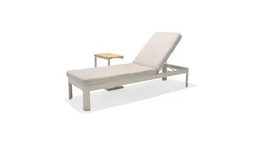 Portals Solsäng med Dyna 189 cm - Vit/Trä - Utemöbler - Utestol & trädgårdsstol - Solsäng & Solvagnar