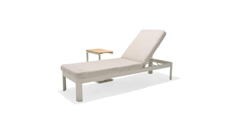 Portals Solsäng med Dyna 189 cm - Vit/Trä - Utemöbler - Utestol & trädgårdsstol - Solsäng & Solvagnar