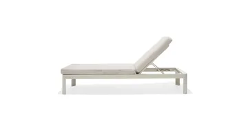 Portals Solsäng med Dyna 189 cm - Vit/Trä - Utemöbler - Utestol & trädgårdsstol - Solsäng & Solvagnar
