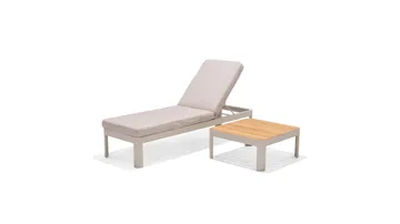 Portals Solsäng med Dyna 189 cm - Vit/Trä - Utemöbler - Utestol & trädgårdsstol - Solsäng & Solvagnar