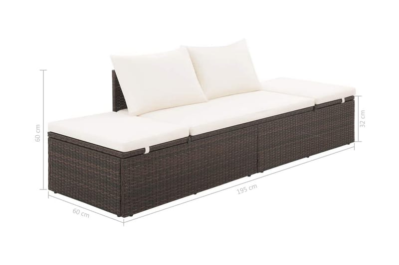 Solsäng 195x60 cm konstrotting brun - Brun - Utemöbler - Utestol & trädgårdsstol - Solsäng & Solvagnar