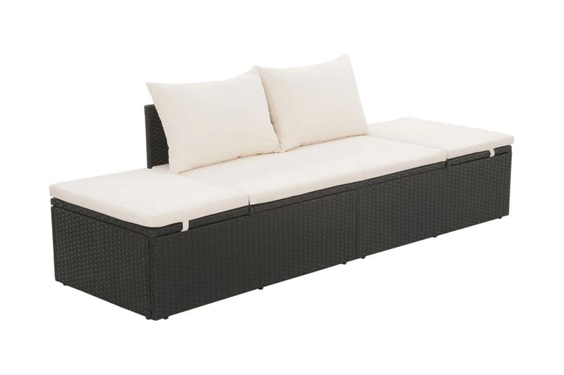Solsäng 195x60 cm konstrotting svart - Svart - Utemöbler - Utestol & trädgårdsstol - Solsäng & Solvagnar