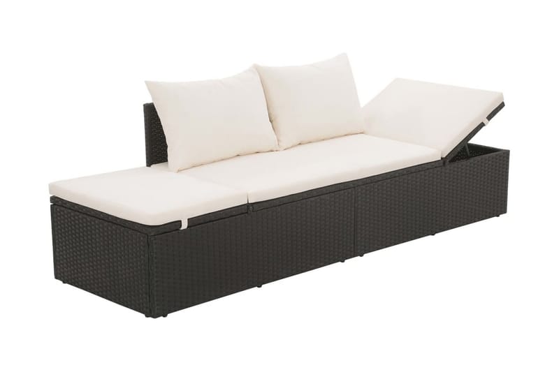 Solsäng 195x60 cm konstrotting svart - Svart - Utemöbler - Utestol & trädgårdsstol - Solsäng & Solvagnar