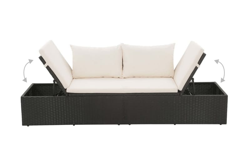 Solsäng 195x60 cm konstrotting svart - Svart - Utemöbler - Utestol & trädgårdsstol - Solsäng & Solvagnar