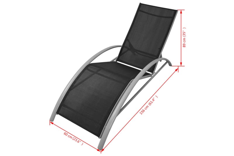 Solsäng aluminium svart - Svart - Utemöbler - Utestol & trädgårdsstol - Solsäng & Solvagnar