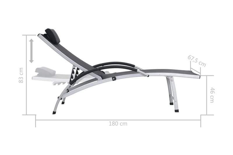 Solsäng aluminium textilene svart - Svart - Utemöbler - Utestol & trädgårdsstol - Solsäng & Solvagnar