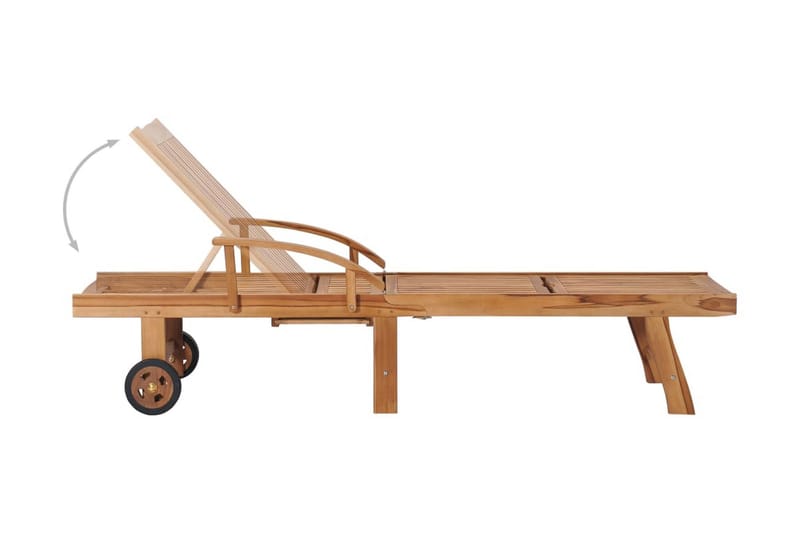 Solsäng med bord massiv teak - Brun - Utemöbler - Utestol & trädgårdsstol - Solsäng & Solvagnar
