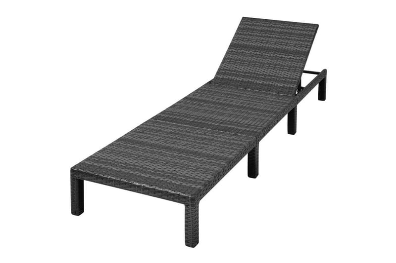 Solsäng med dyna konstrotting svart - Svart - Utemöbler - Utestol & trädgårdsstol - Solsäng & Solvagnar