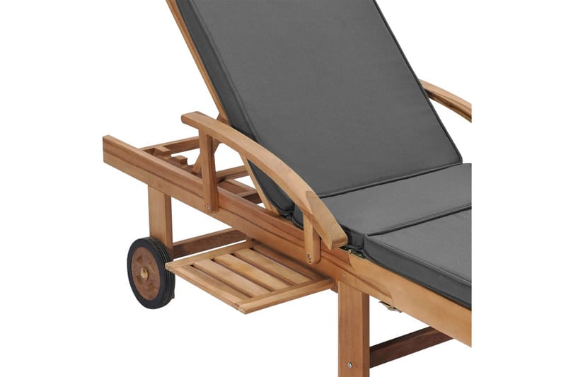 Solsäng med dyna massiv teak grå - Grå - Utemöbler - Utestol & trädgårdsstol - Solsäng & Solvagnar