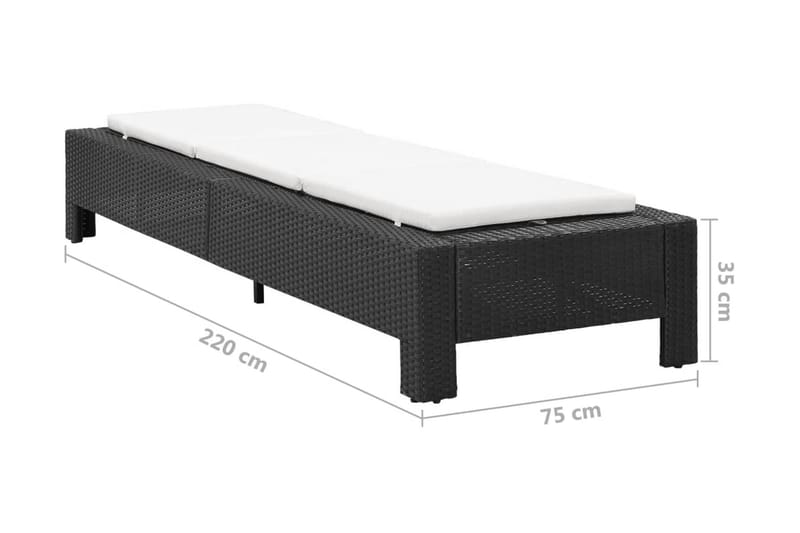 Solsäng med dyna svart konstrotting - Svart - Utemöbler - Utestol & trädgårdsstol - Solsäng & Solvagnar