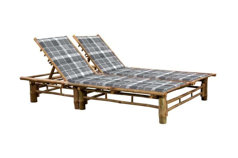 Solsäng med dynor 2 personer bambu - Grå - Solsäng & Solvagnar