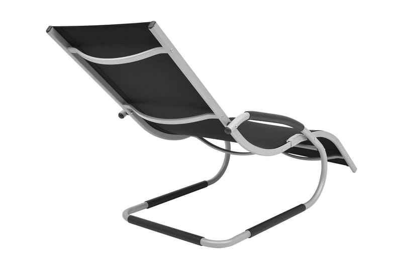 Solsäng med kudde aluminium och textilene svart - Svart - Utemöbler - Utestol & trädgårdsstol - Solsäng & Solvagnar
