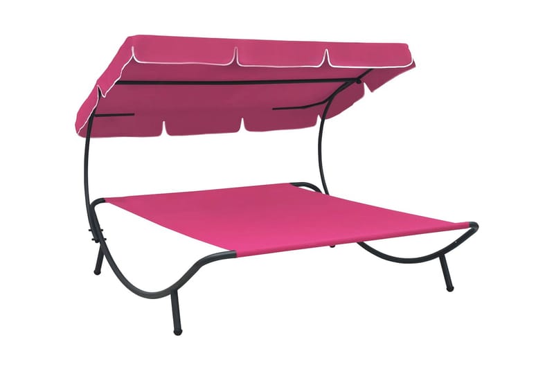 Solsäng med tak rosa - Rosa - Utemöbler - Utestol & trädgårdsstol - Solsäng & Solvagnar