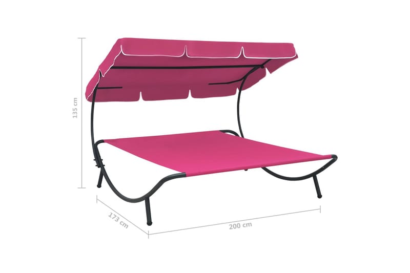 Solsäng med tak rosa - Rosa - Utemöbler - Utestol & trädgårdsstol - Solsäng & Solvagnar