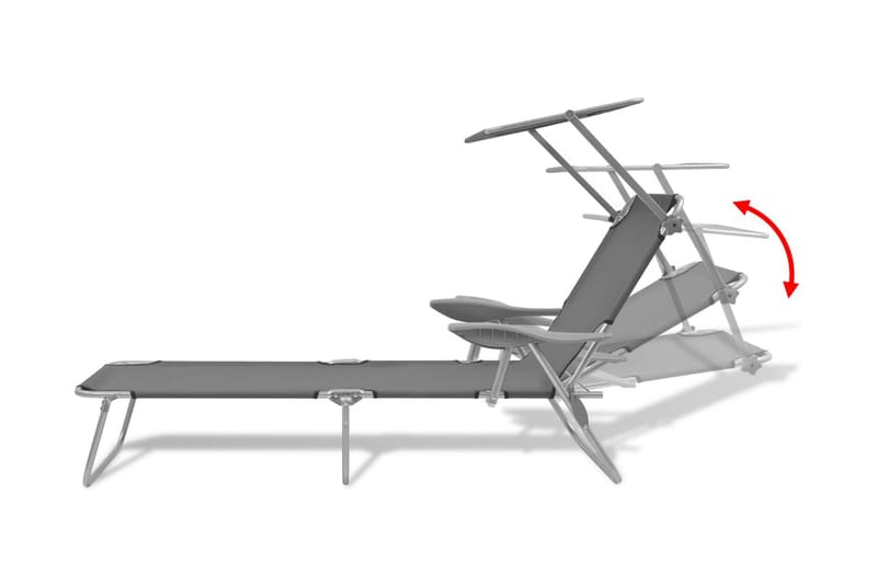 Solsäng med tak stål grå - Grå - Solsäng & Solvagnar