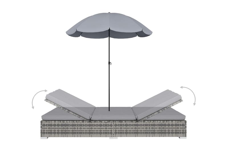 Solsäng med parasoll konstrotting grå - Grå - Solsäng & Solvagnar